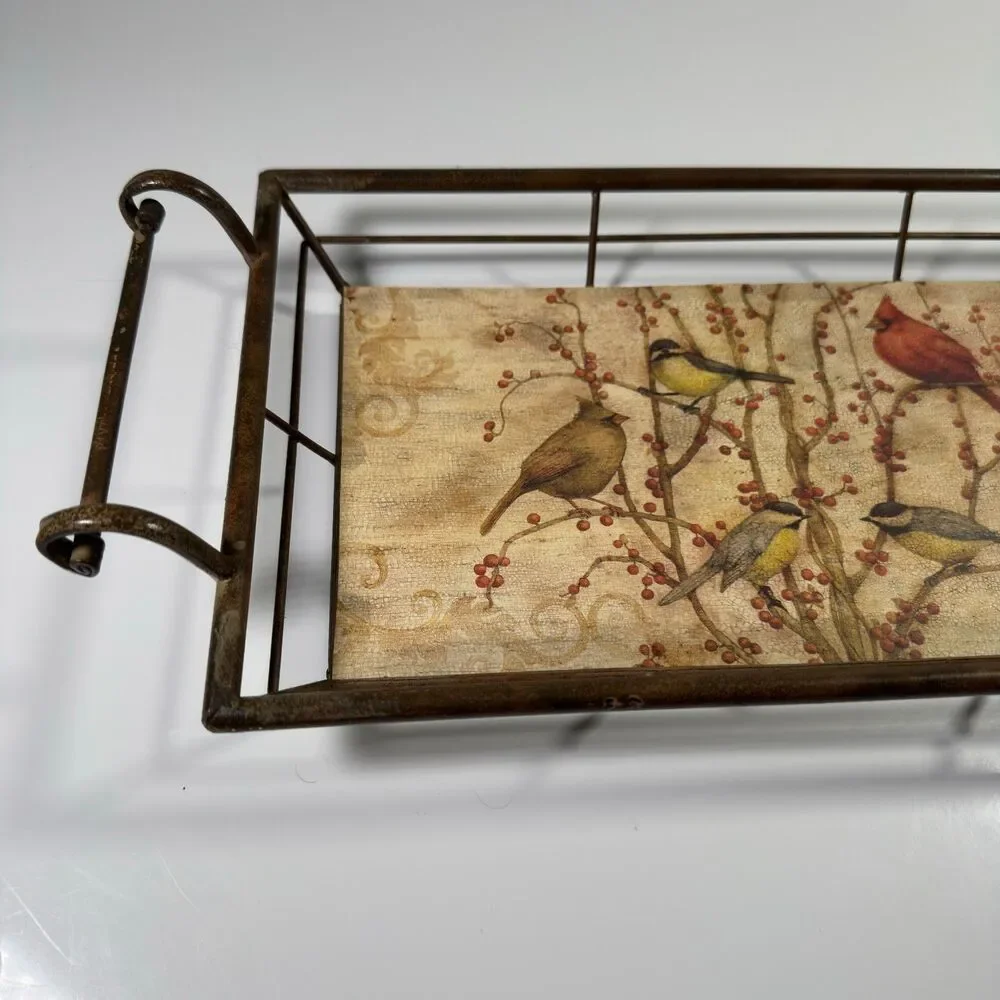 Tim Coffey Serving Tray Birds On Fruit Tree Farmhouse Cottagecore Granny Decor